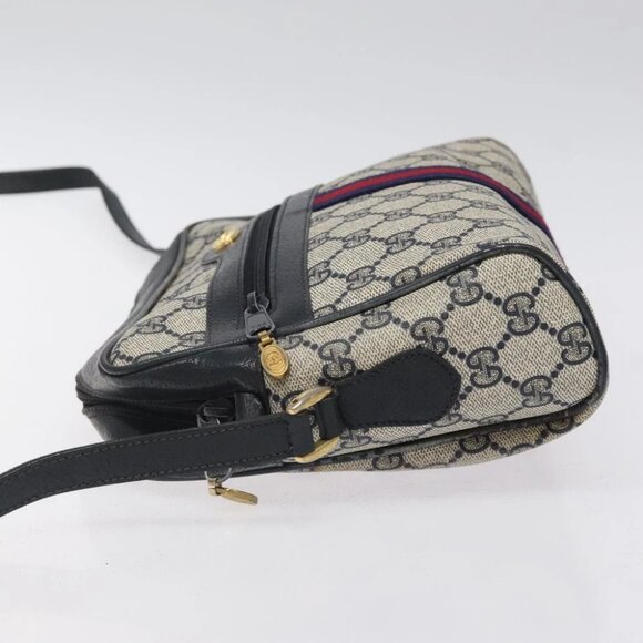 GUCCI GG Supreme Sherry Line Shoulder Bag PVC Navy Gold 14 02 005 Auth BA1764 - Picture 6 of 15